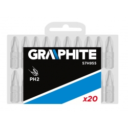 Końcówki wkrętakowe PH2 x 25 mm, 20 szt.