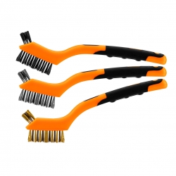 Szczotki druciane zestaw 3 szt, 3x7 rzędów  (Szczotki wykonane z drutu stalowego , nylonowego i mosiężnego. Szczotka profilowana w sposób zwiększający