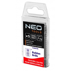 Wiertła do nitów, HSS, 2.5-6.5 mm, zestaw 5 szt.