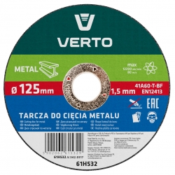 VERTO Tarcza tnąca do metalu 125 x 1.5 x 22.2 mm