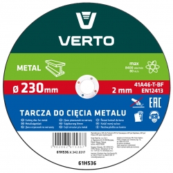 VERTO Tarcza tnąca do metalu 230 x 2.0 x 22.2 mm