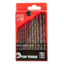 Wiertła do metalu HSS, 1.5-6.5 mm, zestaw 13 szt.