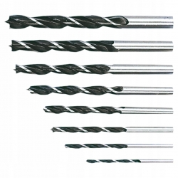 Wiertła do drewna spiralne 3-10 mm, zestaw 8 szt.