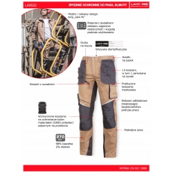 LAHTI PRO SPODNIE ROBOCZE BRĄZOWO-CZARNE SLIM 2XL