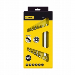 STANLEY KLUCZE OCZKOWO PŁASKIE ZESTAW X6 10-17MM
