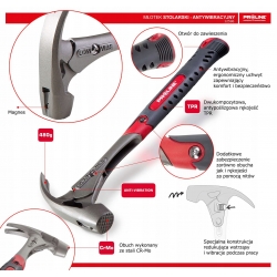 PROLINE Młotek stolarski antywibracyjny 480g 12596