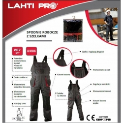 LAHTI PRO SPODNIE ROBOCZE OGRODNICZKI CZER-CZAR XL